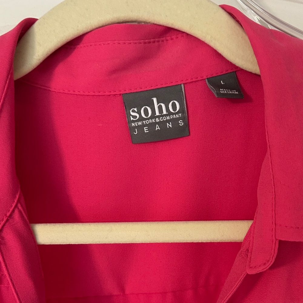 Soho Bright Pink Button-Up Blouse - Picture 2 of 5